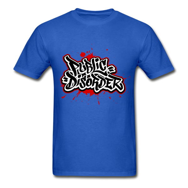 Men's T-Shirt- "Public Disorder" Graffiti - royal blue