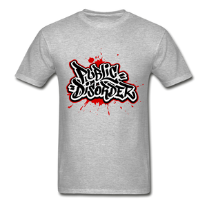 Men's T-Shirt- "Public Disorder" Graffiti - heather gray