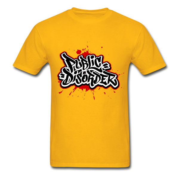 Men's T-Shirt- "Public Disorder" Graffiti - gold