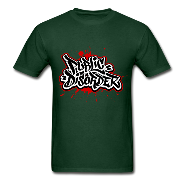 Men's T-Shirt- "Public Disorder" Graffiti - forest green