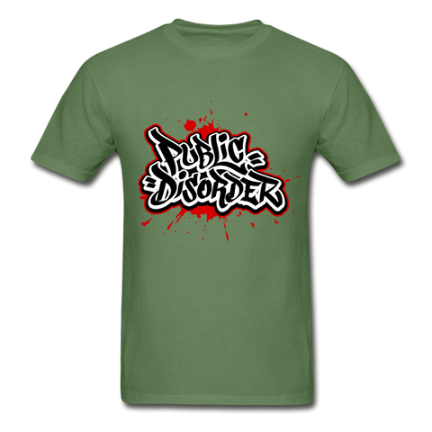 Men's T-Shirt- "Public Disorder" Graffiti - military green