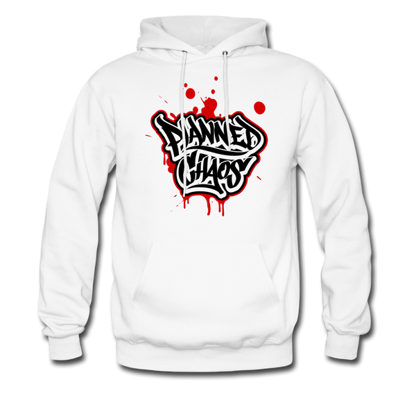 Men's Pullover Hoodie- "Planned Chaos" Graffiti - white