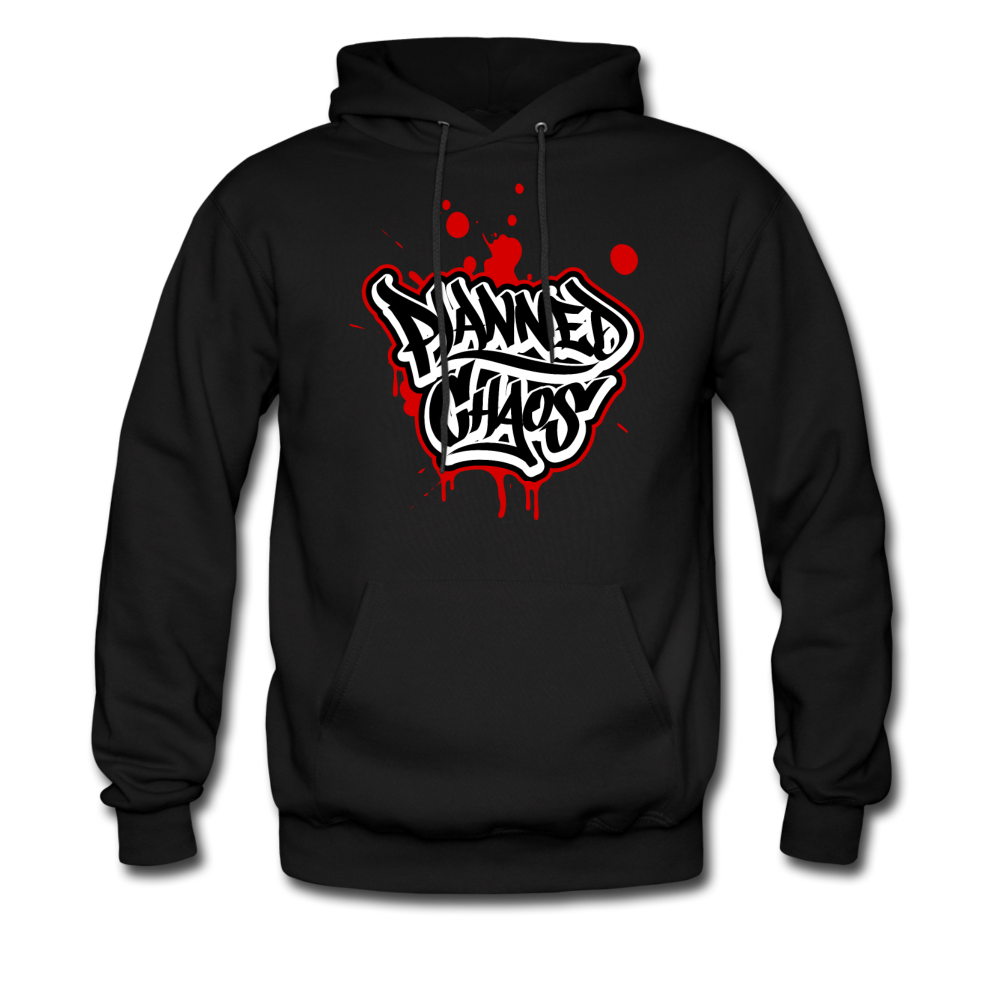 Men's Pullover Hoodie- "Planned Chaos" Graffiti - black