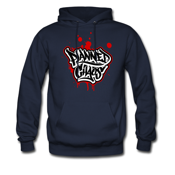 Men's Pullover Hoodie- "Planned Chaos" Graffiti - navy