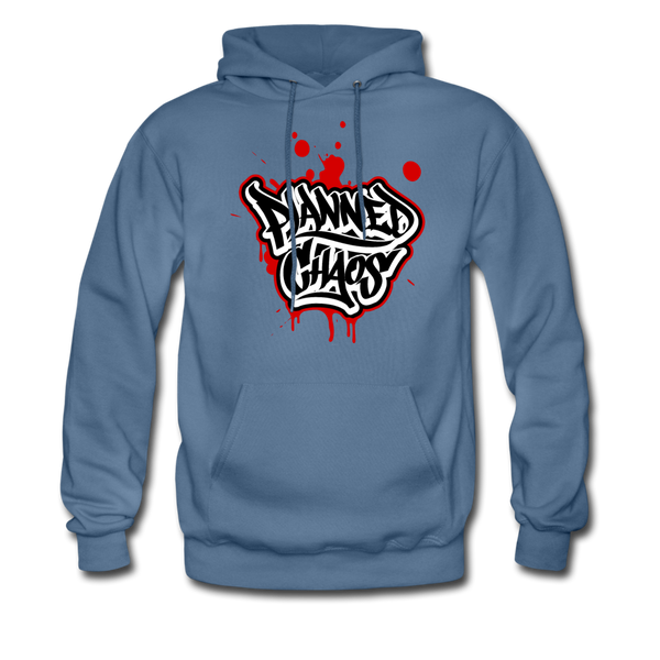 Men's Pullover Hoodie- "Planned Chaos" Graffiti - denim blue