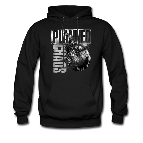 Men's Pullover Hoodie- "Planned Chaos" Burning Earth - black
