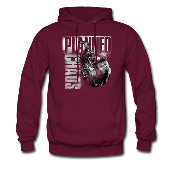 Men's Pullover Hoodie- "Planned Chaos" Burning Earth - burgundy