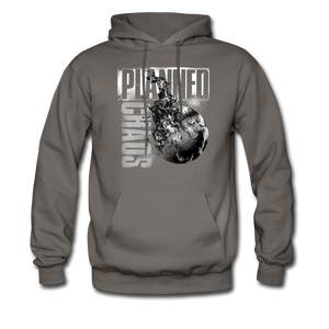 Men's Pullover Hoodie- "Planned Chaos" Burning Earth - asphalt gray