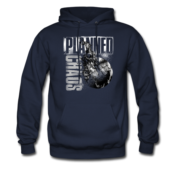 Men's Pullover Hoodie- "Planned Chaos" Burning Earth - navy
