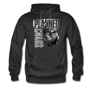 Men's Pullover Hoodie- "Planned Chaos" Burning Earth - charcoal gray
