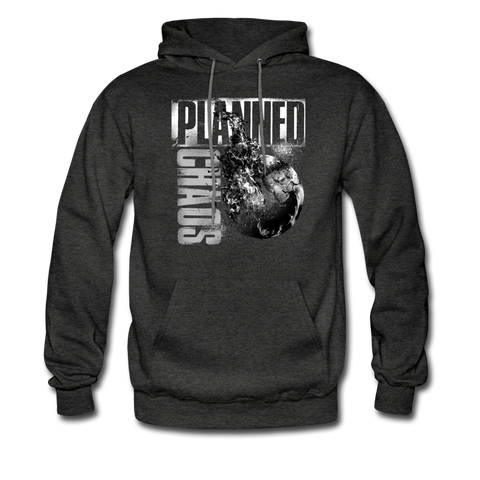 Men's Pullover Hoodie- "Planned Chaos" Burning Earth - charcoal gray