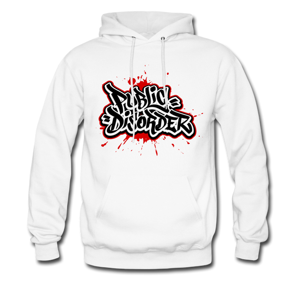 "Public Disorder"  Graffiti  Men's Pullover Hoodie - white