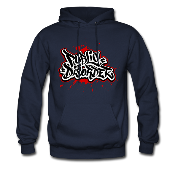 "Public Disorder"  Graffiti  Men's Pullover Hoodie - navy
