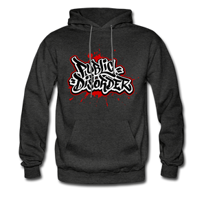"Public Disorder"  Graffiti  Men's Pullover Hoodie - charcoal gray