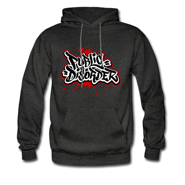 "Public Disorder"  Graffiti  Men's Pullover Hoodie - charcoal gray