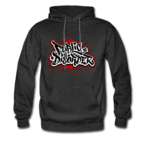 "Public Disorder"  Graffiti  Men's Pullover Hoodie - charcoal gray