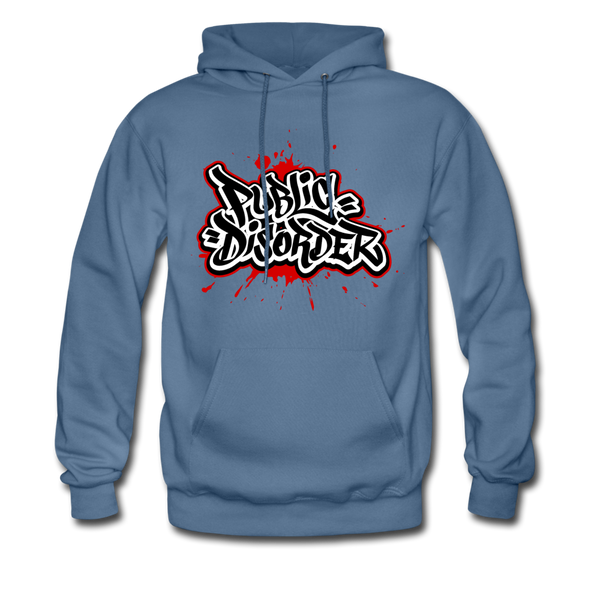 "Public Disorder"  Graffiti  Men's Pullover Hoodie - denim blue