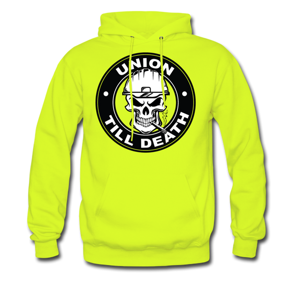 "Union till Death" - Men's Pullover Hoodie - safety green
