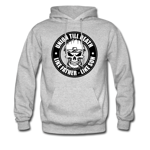 "Union Till Death Like Father Like Son" - Men's Pullover Hoodie - heather gray