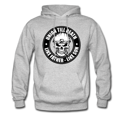 "Union Till Death Like Father Like Son" - Men's Pullover Hoodie - heather gray