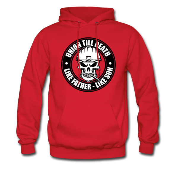 "Union Till Death Like Father Like Son" - Men's Pullover Hoodie - red