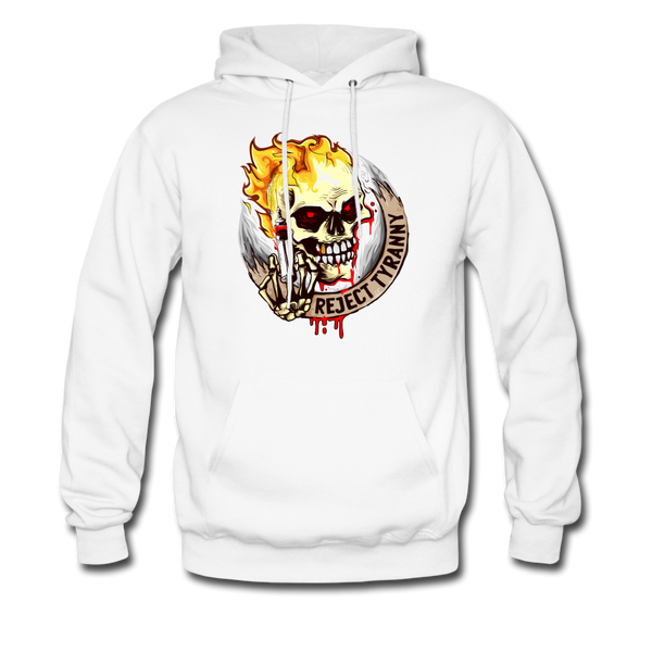 Reject Tyranny Flaming Skull Men's Hoodie - white