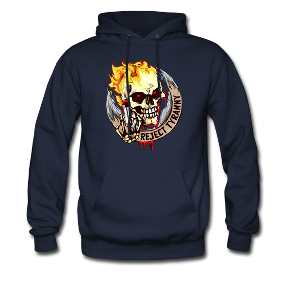 Reject Tyranny Flaming Skull Men's Hoodie - navy