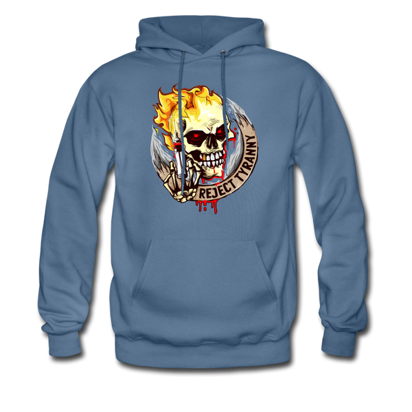 Reject Tyranny Flaming Skull Men's Hoodie - denim blue